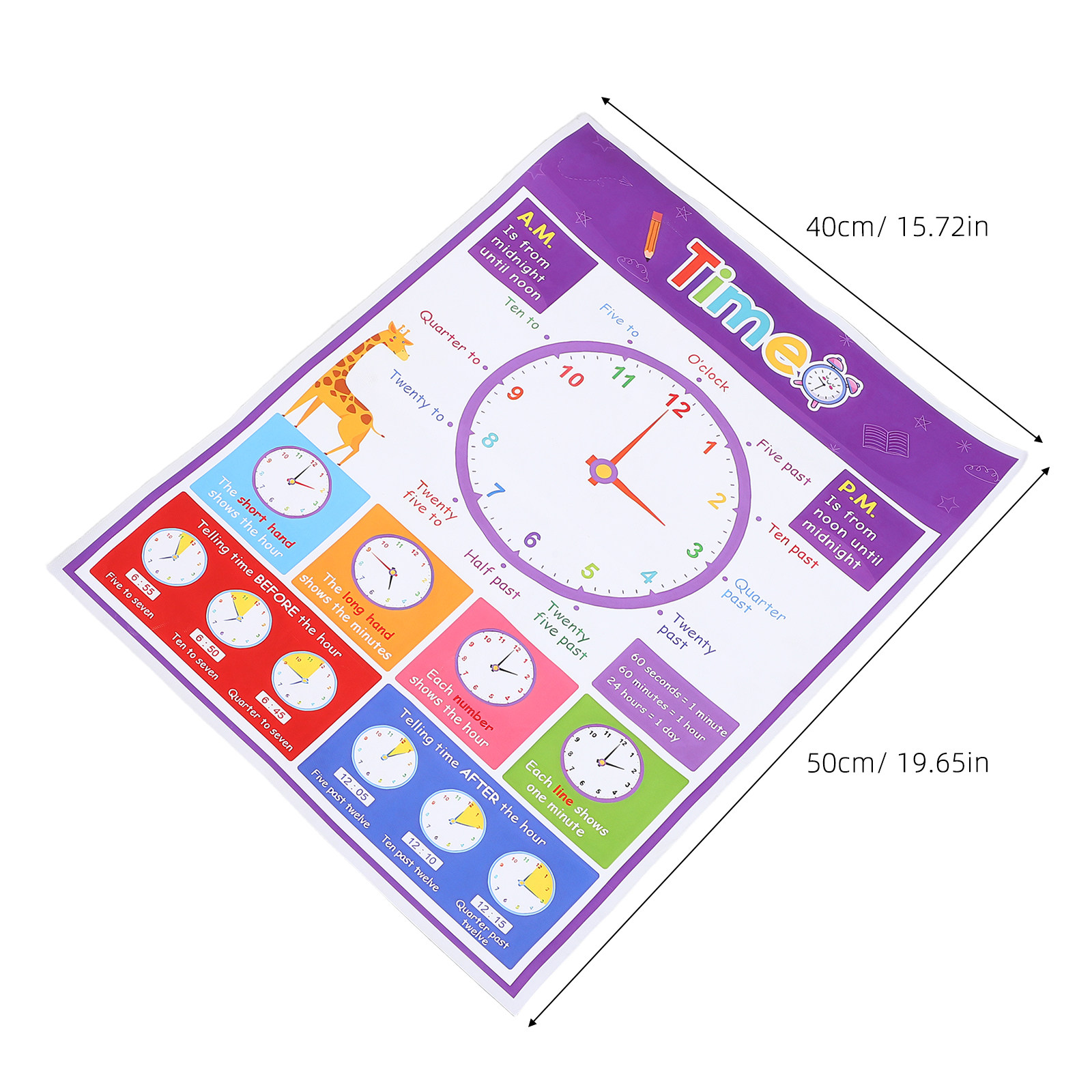 ملصق تعليمي لتعليم الوقت للأطف - مراجعة Kids Education Charts وسعره